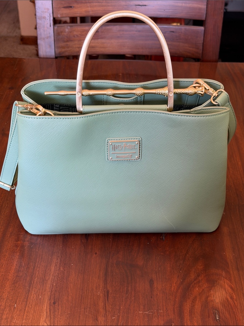 Loungefly Mint Green Harry Potter Top-Handle Satchel with Wand Handle